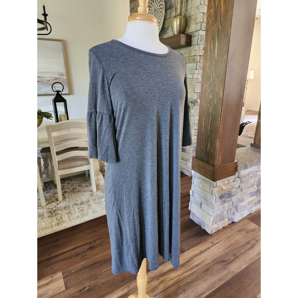 Matilda Jane Women Gray Bell Sleeve T-Shirt Dress Size Small Rayon‎ Knit